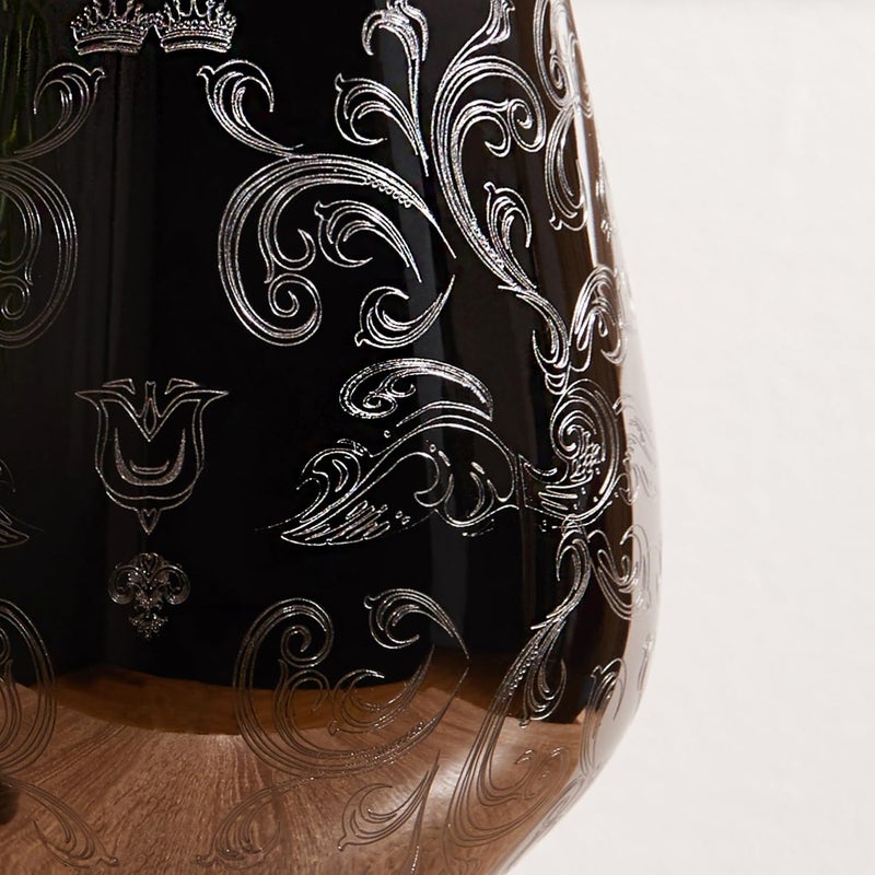 Skyfish Sky Fish Stainless Steel Wine Glasses With Black Plated,etched with intricate and authentic baroque engravings,Royal style wine goblets,Set of 2(17oz) - Image 2
